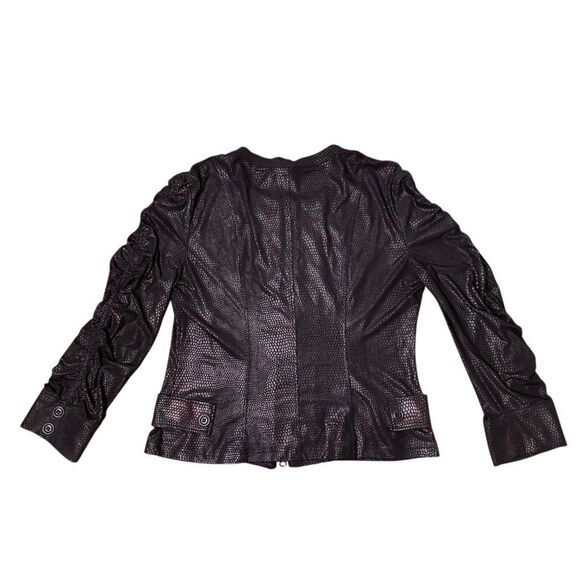 Clara SunWoo Liquid Leather Animal Print Jacket Black Women’s Medium - Picture 2 of 7